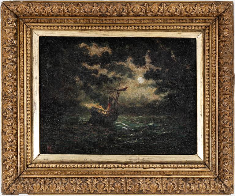 OIDENTIFIERAD KONSTNÄR, olja på duk, monogramsignerad ML, 1800-tal.