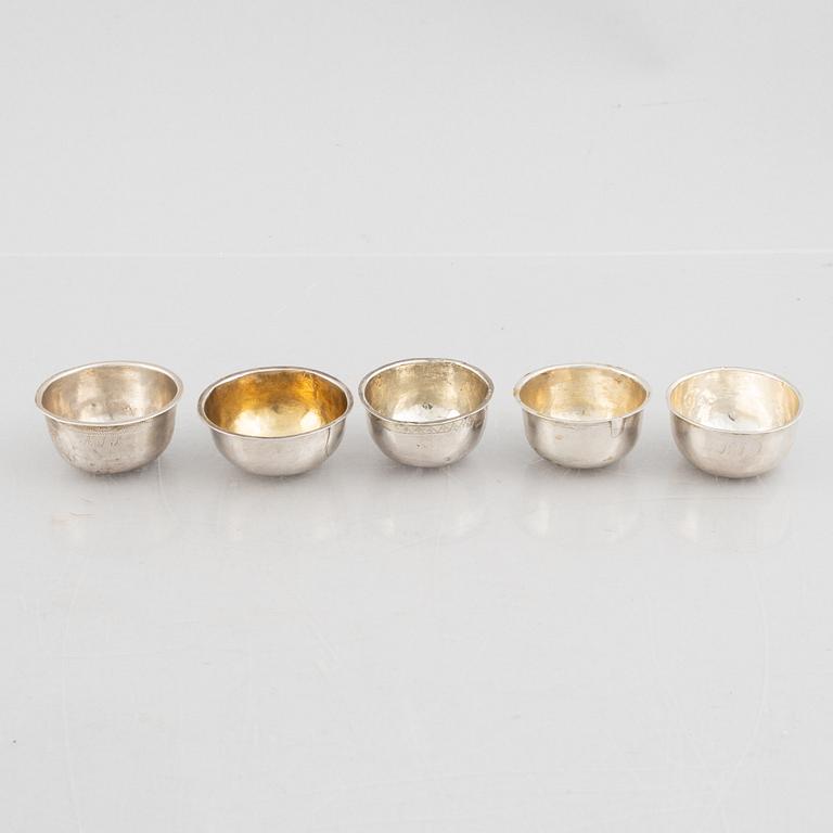 Five Swedish silver tumblers, 18th-19th Century.