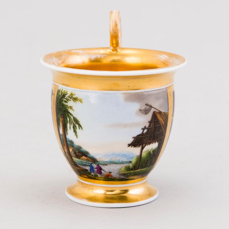 COFFEE CUP, porcelain, Gardner, Russia mid 19th century.
