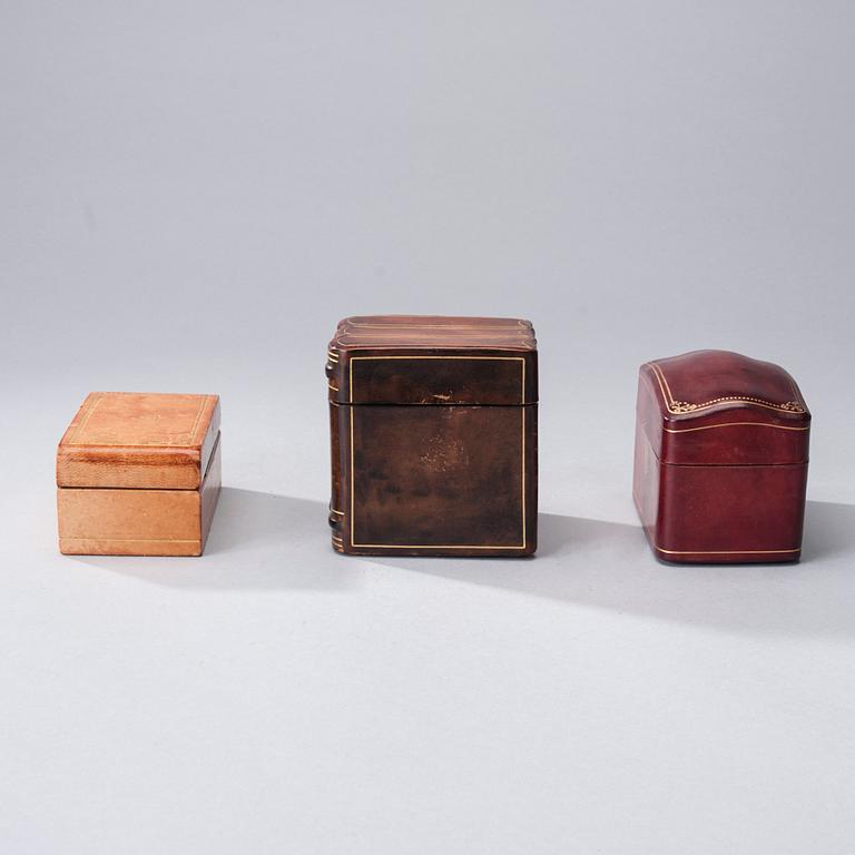 ETUIER, 3 st, läder, Italien, Frankrike 1900-tal.