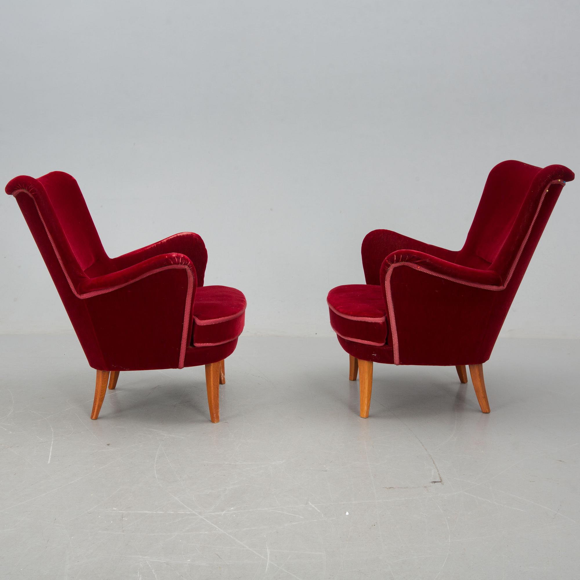 FÅTÖLJ, 2 st "Stora Furulid", Carl Malmsten, OPE.