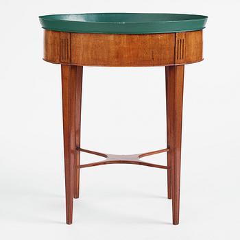 A late Gustavian mahogany and tole tray-table, Stockholm, late 18th century.