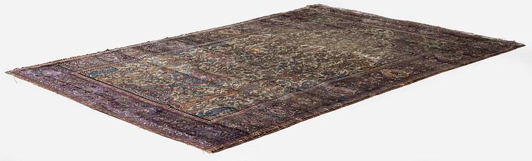 An antique Feraghan silk prayer rug, West Persia, c. 200 x 130 cm.