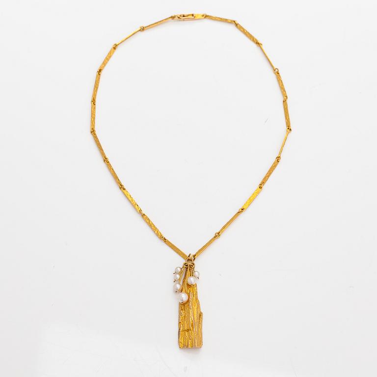 Björn Weckström, Halsband "Guldträdet", 14K guld, odlade pärlor. Lapponia 1970.