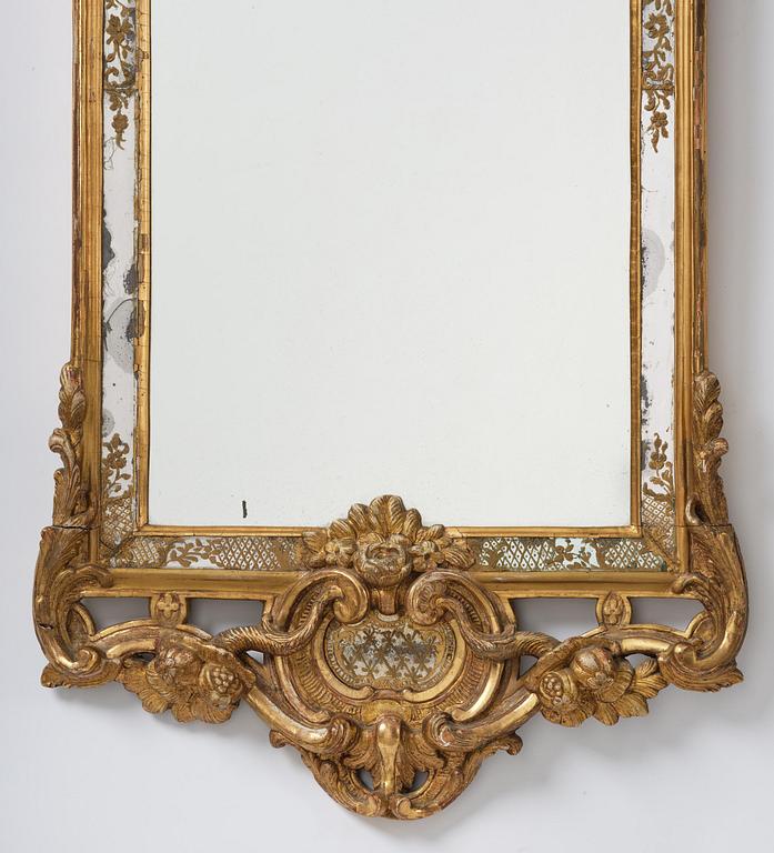 A rococo giltwood mirror, Stockholm, later part 18th century.