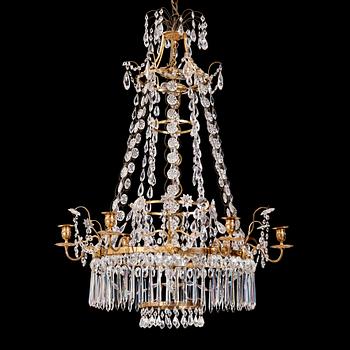 85. A Gustavian six-light chandelier, late 18th century.