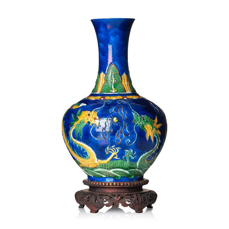 A 'five clawed' dragon vase, Qing dynasty, 19th Century with a six character Kangxi mark.