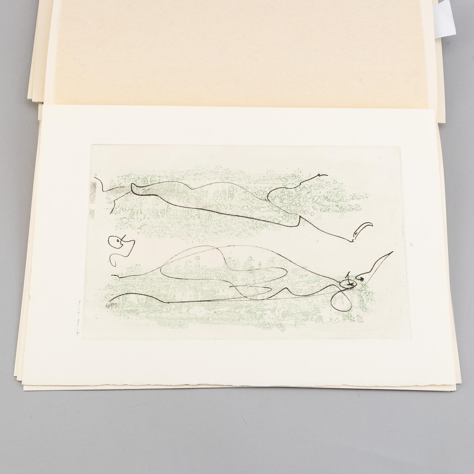 Max Ernst, bok med 2 färgetsningar signerade med blyerts. Samt 26 offsetlitografier.