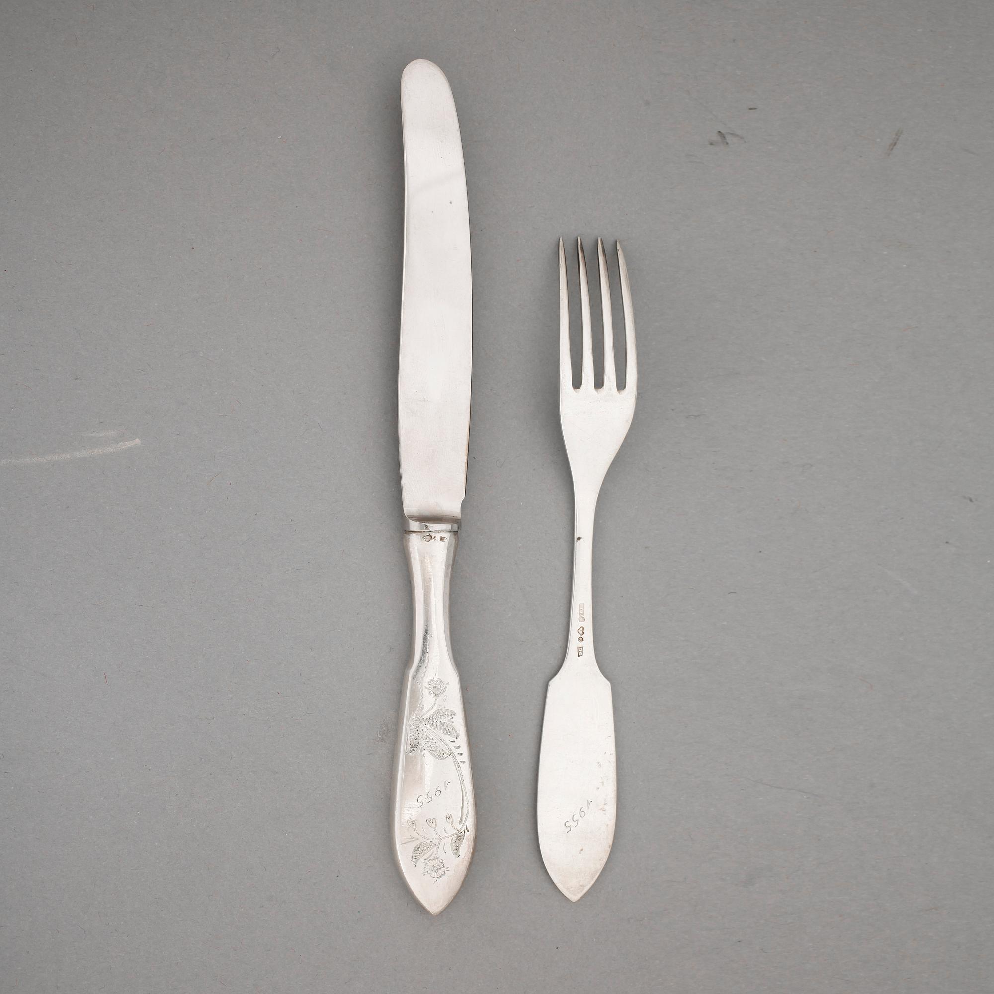 BESTICK 24 st delar, silver, COP, Haparanda, 1950-tal. Totalvikt ink blad i rostfritt ca 878 g.