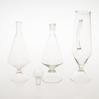 TAMARA ALADIN, KARAFFER, 3 st, glas, X-serien, Riihimäen Lasi 1961-64. Modellerna formgivna 1961.