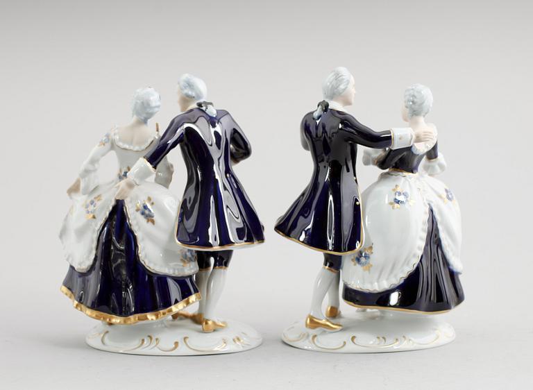 FIGURGRUPPER, 2 st, porslin, Royal Dux, 1900-talets mitt.