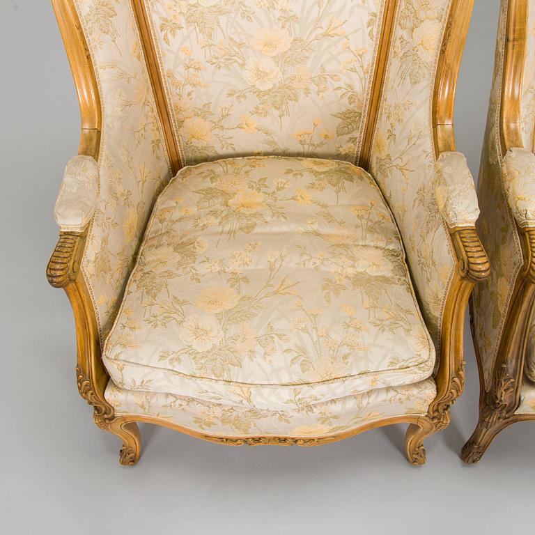 A pair of mid-20th-century French armchairs in Roccoco style.