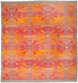 184. Barbro Nilsson, A CARPET, "Park röd, Korsnäs", flat weave, ca 447,5 x 424 cm, signed AB MMF BN.