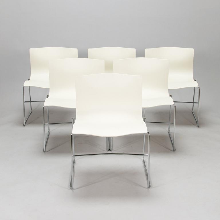Massimo Vignelli, a set of six 'Handkerchief' stacking chairs for Knoll, 1985.