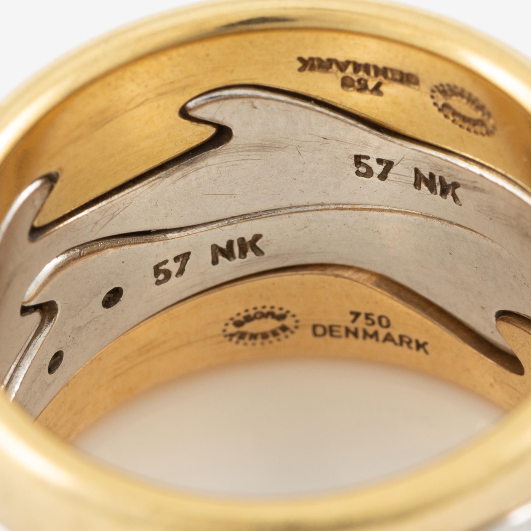 Georg Jensen, ring, "Fusion", 4 delar, 18K guld och vitguld, med briljantslipade diamanter.