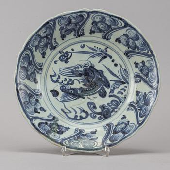 A blue and white dish, Ming dynasty (1368-1644).