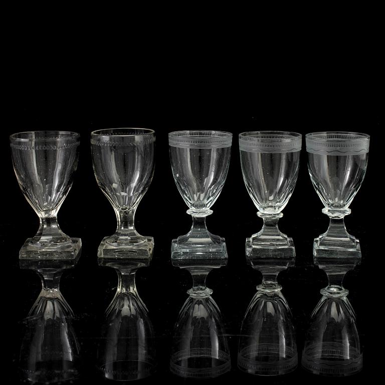 Ten 19th Century wine glasses.