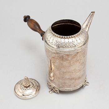 A Swedish 18th century silver coffee-pot, mark of Anders Hjulström, Köping 1792.