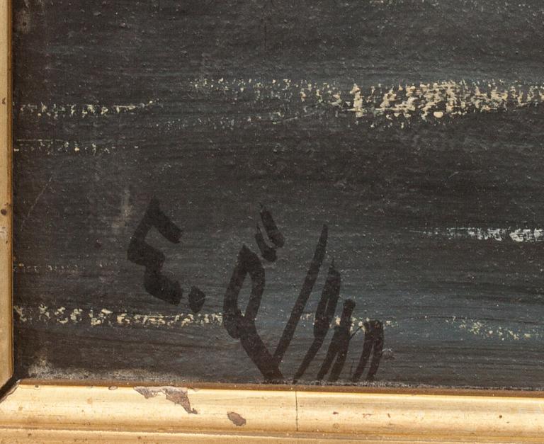 OKÄND KONSTNÄR, olja på duk. Otydligt signatur. 1800/1900-tal.