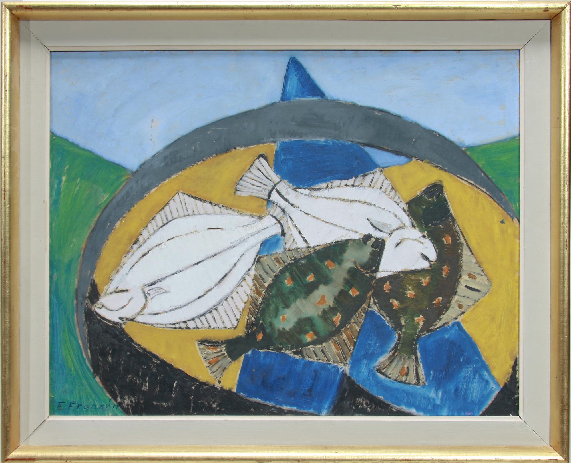 ELSA FRANZÉN, olja på pannå, sign.