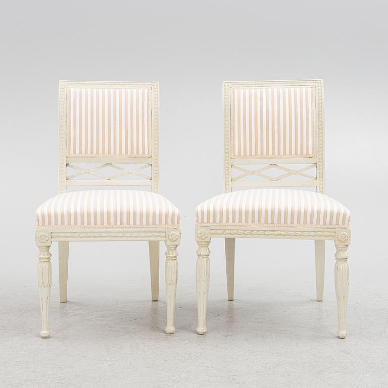 A pair of late Gustavian chairs, Stockholm, late 18th century.