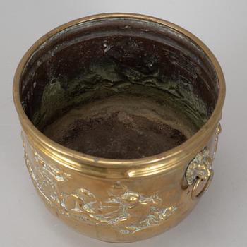 A 19th century brass flower pot.