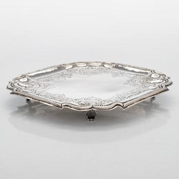 A Russian mid-18th-century silver salver, maker's mark of Fedor Petrov, Moscow 1756.