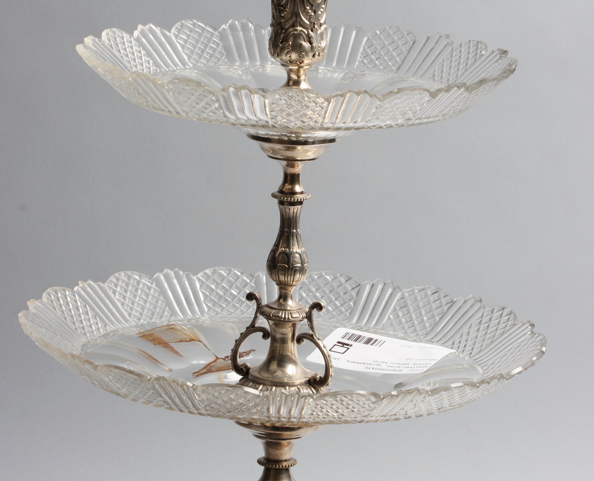 BORDSUPPSATS, nysilver/glas, nyrenässans, 1800-talets senare hälft.