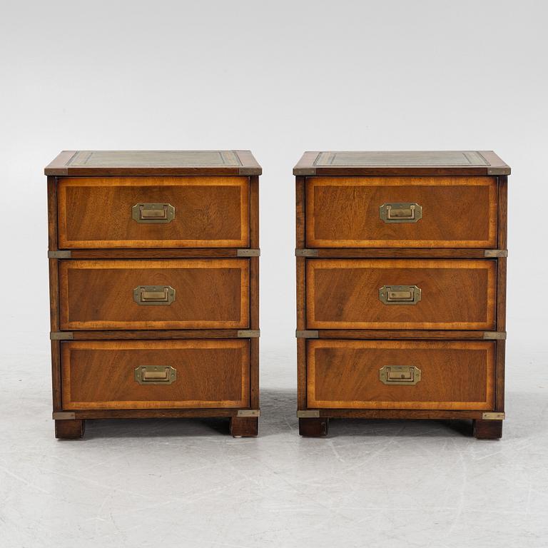 A pair of mahogany veneered bedside tables, N.Norman LTD, London, England, second half of the 20th century.