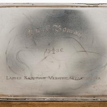 A 20th century silver cigar box, with Finnish import marks, Brødrene Lohne, Bergen.