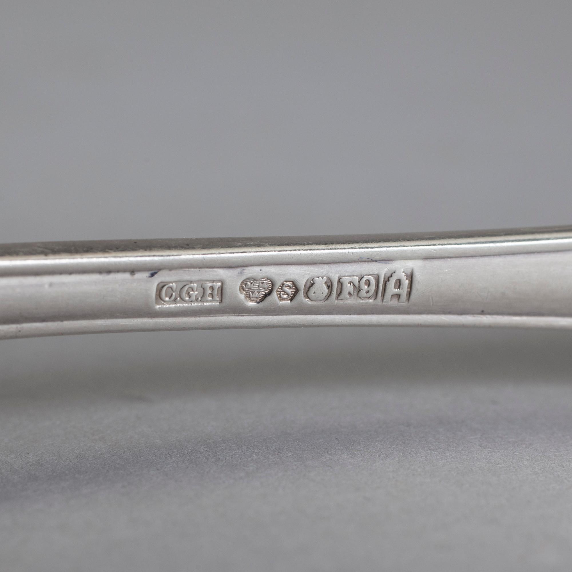 BESTICKDELAR, 18 st, sterling silver, CG Hallberg, 1950-tal. Vikt exkl knivar med stålblad, ca 596 g.