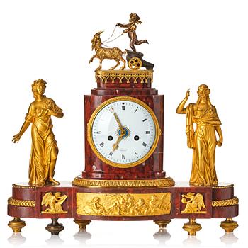 108. A French Empire 19th century gilt bronze mantel clock signed Lamiral.