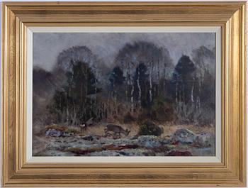 Lindorm Liljefors, Rådjur i vårvinterlandskap.