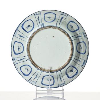 A blue and white kraak dish, Ming dynasty, Wanli (1572-1620).