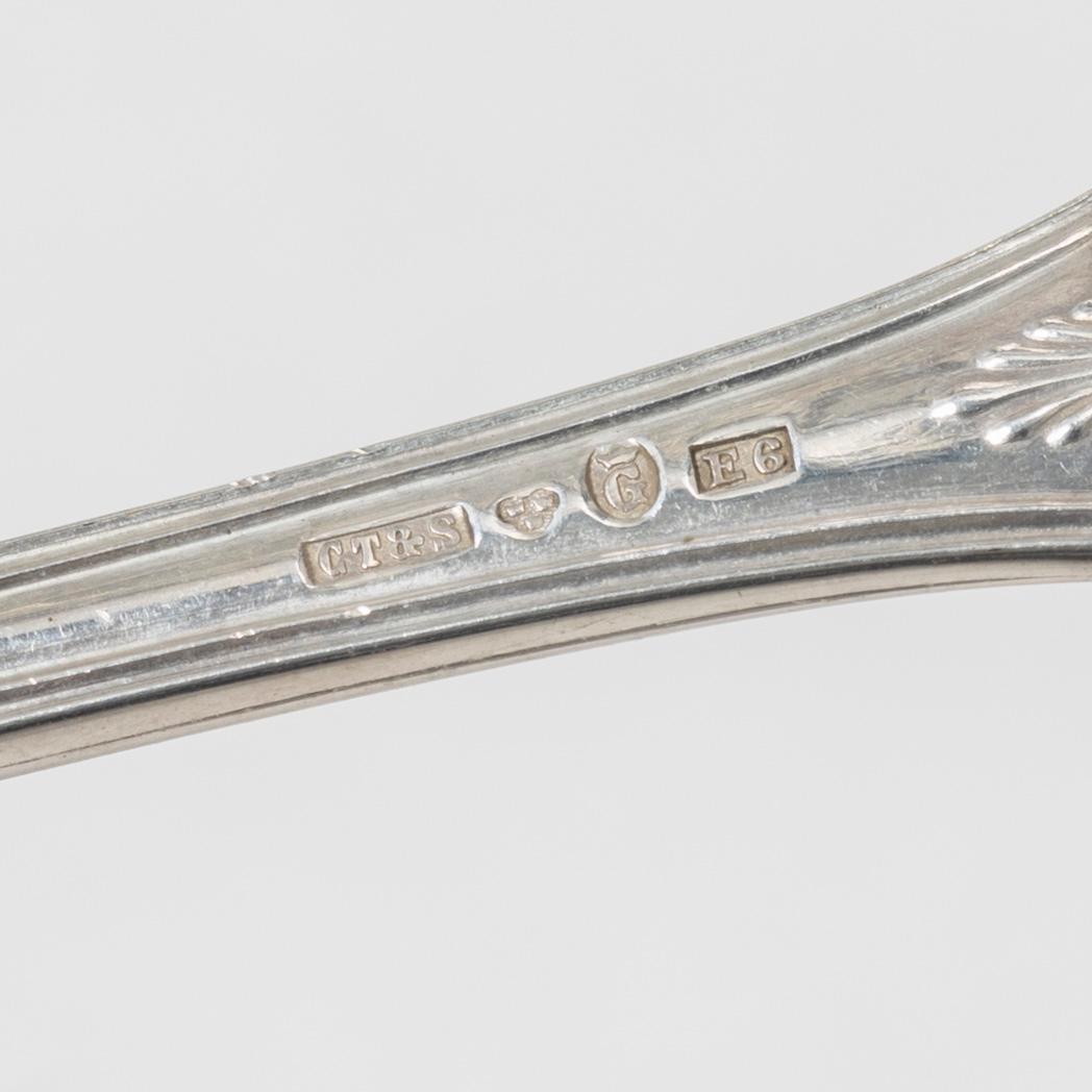 Six Swedish silver dinner spoons, mark of Carl Tengstedt & son, Gothenburg 1883.