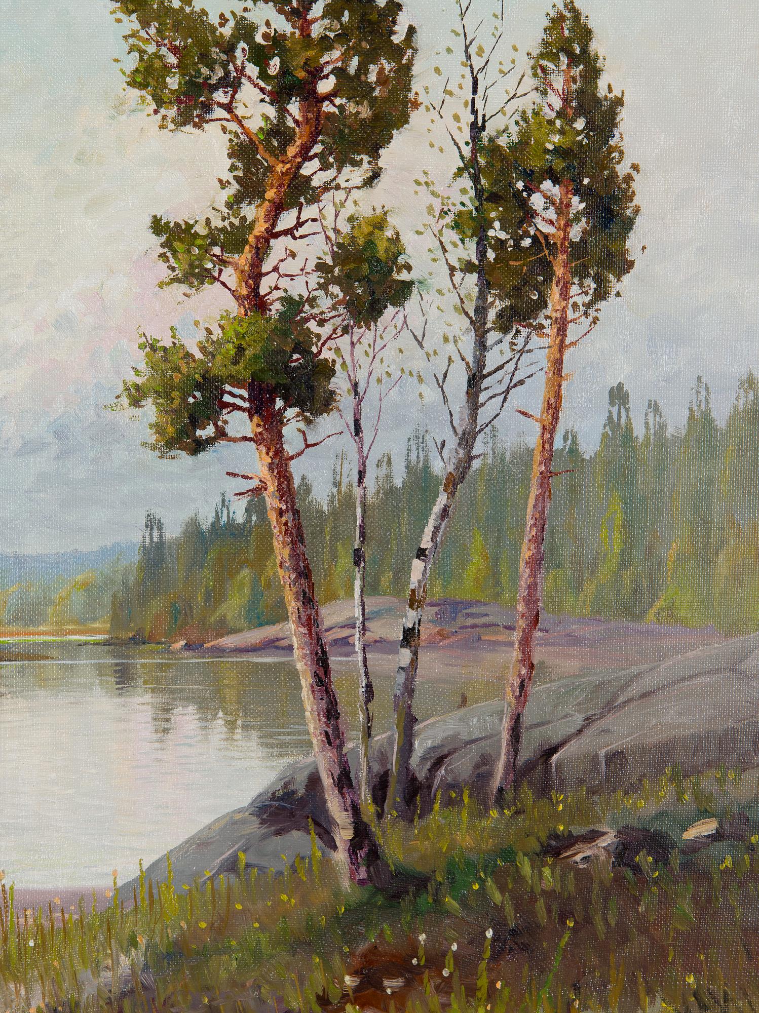 Ejnar Kohlmann, Pines and birches by the shore.