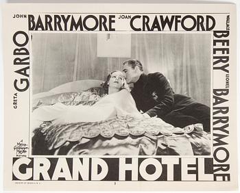 LOBBYCARD, 8 st, "Grand hotel", film med Greta Garbo, från tidigt 1950-tal, MGM.