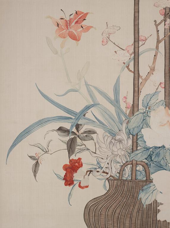 A Chinese painting, signed Lady Huang Hua, presumably late Qing dynasty.