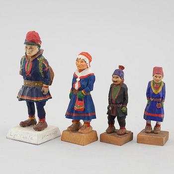 Four wood figurines, by Bengt Fransson among others, one dated -51.