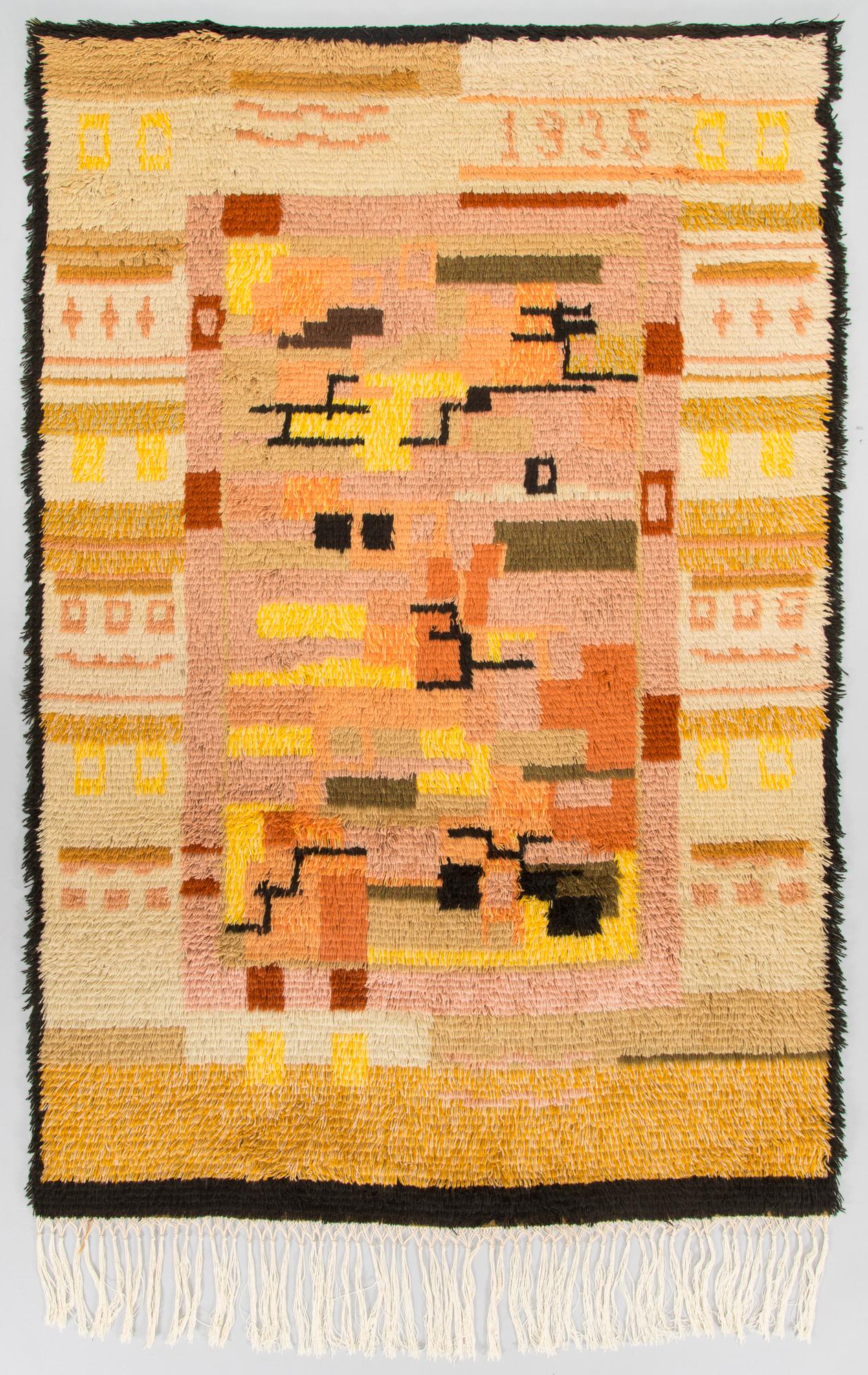 A Finnish long pile rya rug. Ca 175 x 120 cm.