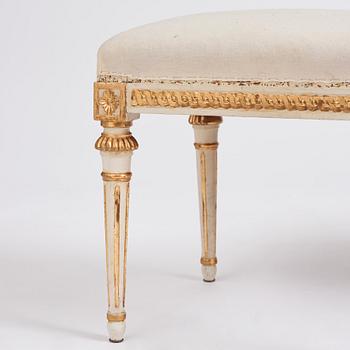 A suite of five Gustavian stools by J. Lindgren (master in Stockholm 1770-1800).