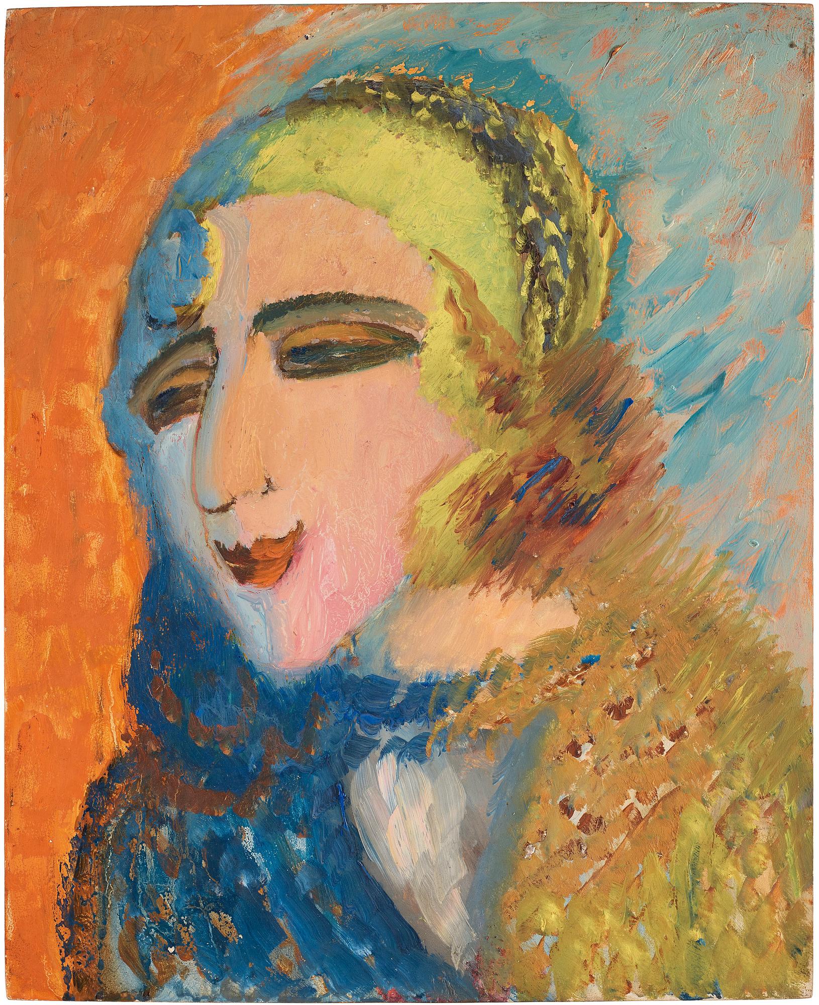 Sigrid Hjertén, "Flickhuvud i gul mössa" (Girl head in yellow hat9.