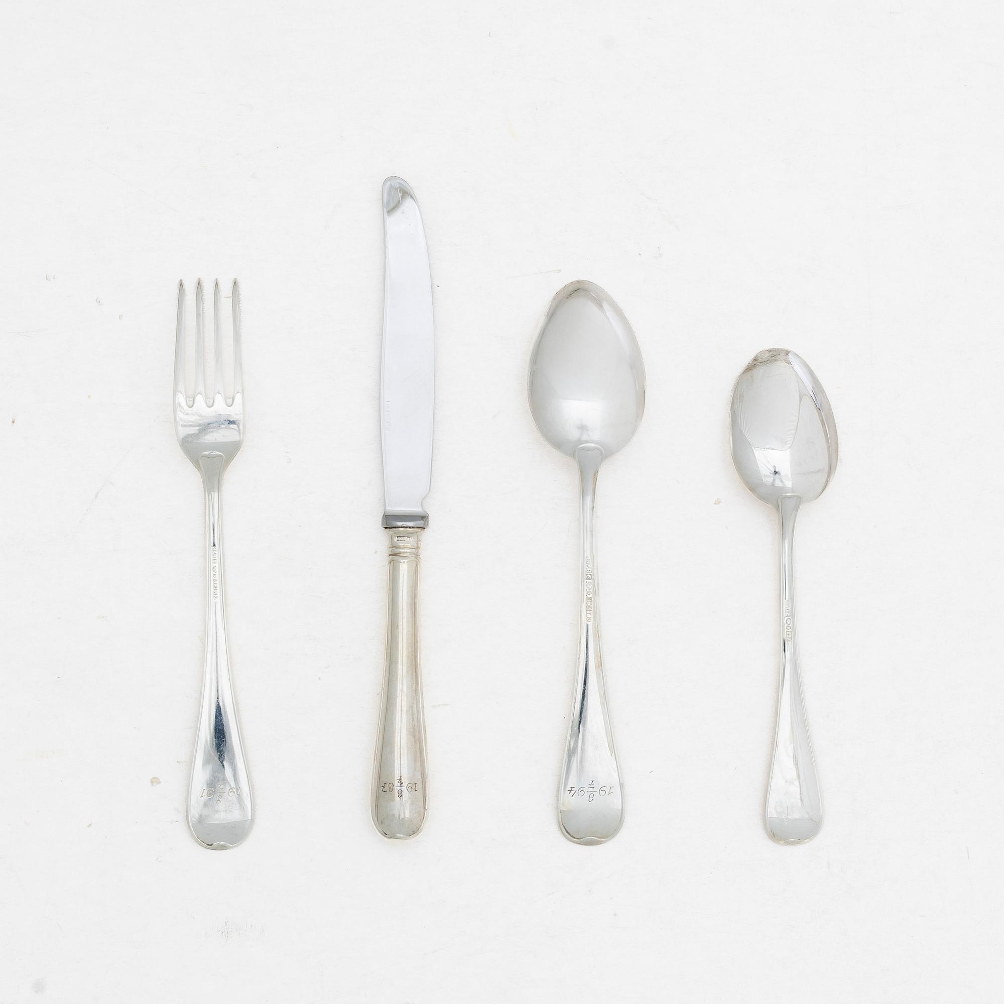 A 38 piece silver cutlery service, model Svensk, GAB/Gewe, Eskilstuna, 1981–2005.