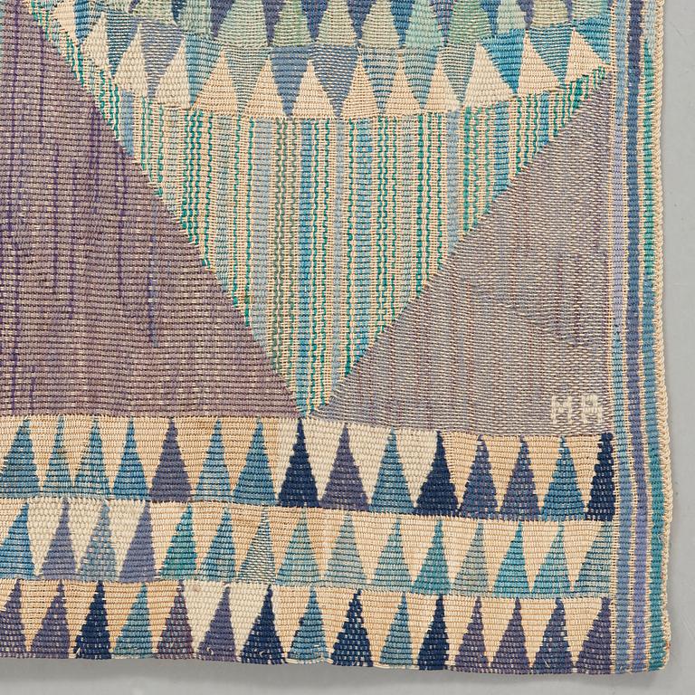 Marianne Richter, VÄVD TAPET. "Skutor, blå". Gobelängvariant. 211,5 x 151 cm. Signerad AB MMF MR.