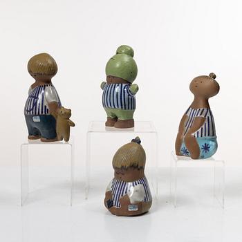 Lisa Larson, Figurines, 4 pcs, stoneware, from the “Larsons ungar” series, Gustavsberg.