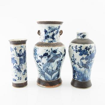 Vases 3 pcs China circa 1900 porcelain.