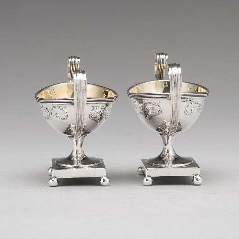 Mikael Nyberg, saltkar, ett par, silver, Stockholm 1795, Gustavianska.