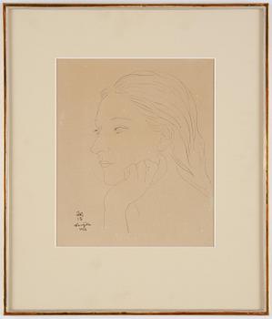 Tsuguharu Foujita, Young woman in profile (Tête de femme de profil).