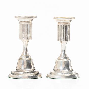 A Pair of Swedish silver candlesticks, mark of Magnus Ljungqvist, Kristianstad circa 1800.