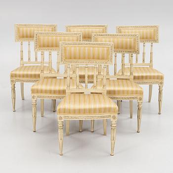 A set of six late Gustavian chairs, Stockholm, late 18th century.